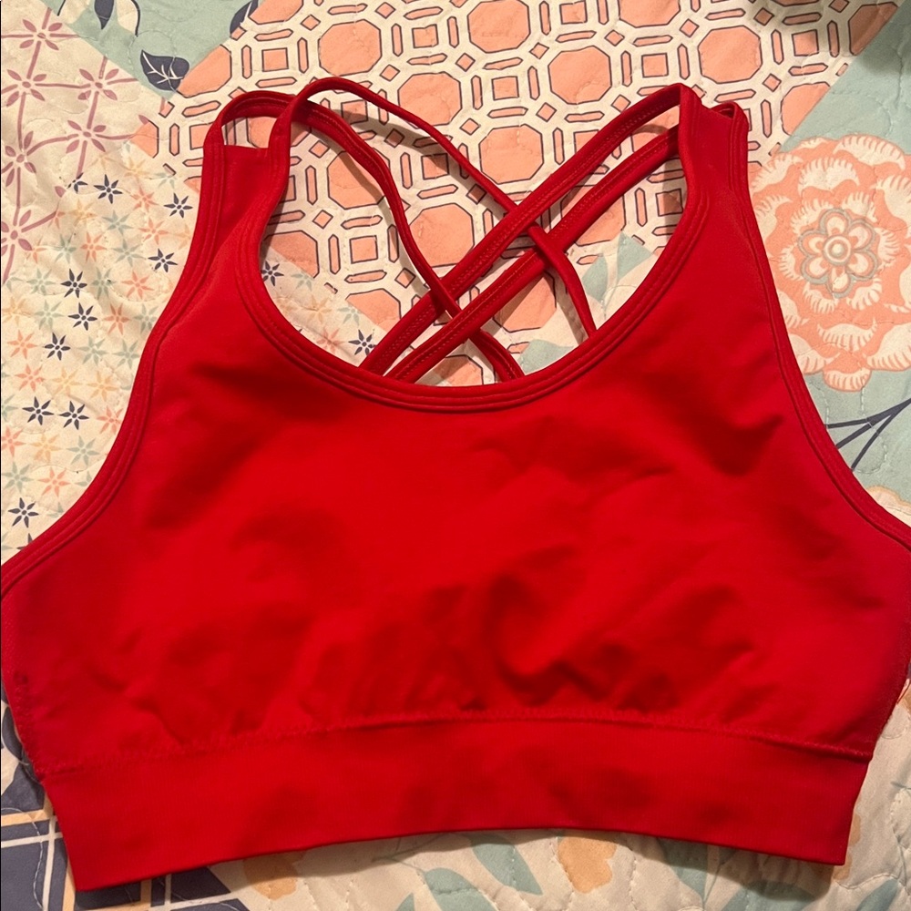 Alphalete Bold Red Strappy Sports Bra